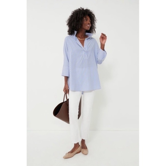 Tuckernuck Willow Striped Blue Blouse Medium EUC - Picture 3 of 7